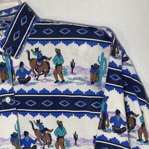 Vintage Roper Women’s Western Shirt Small Cowboy Rodeo Print Shoulder Pads USA
